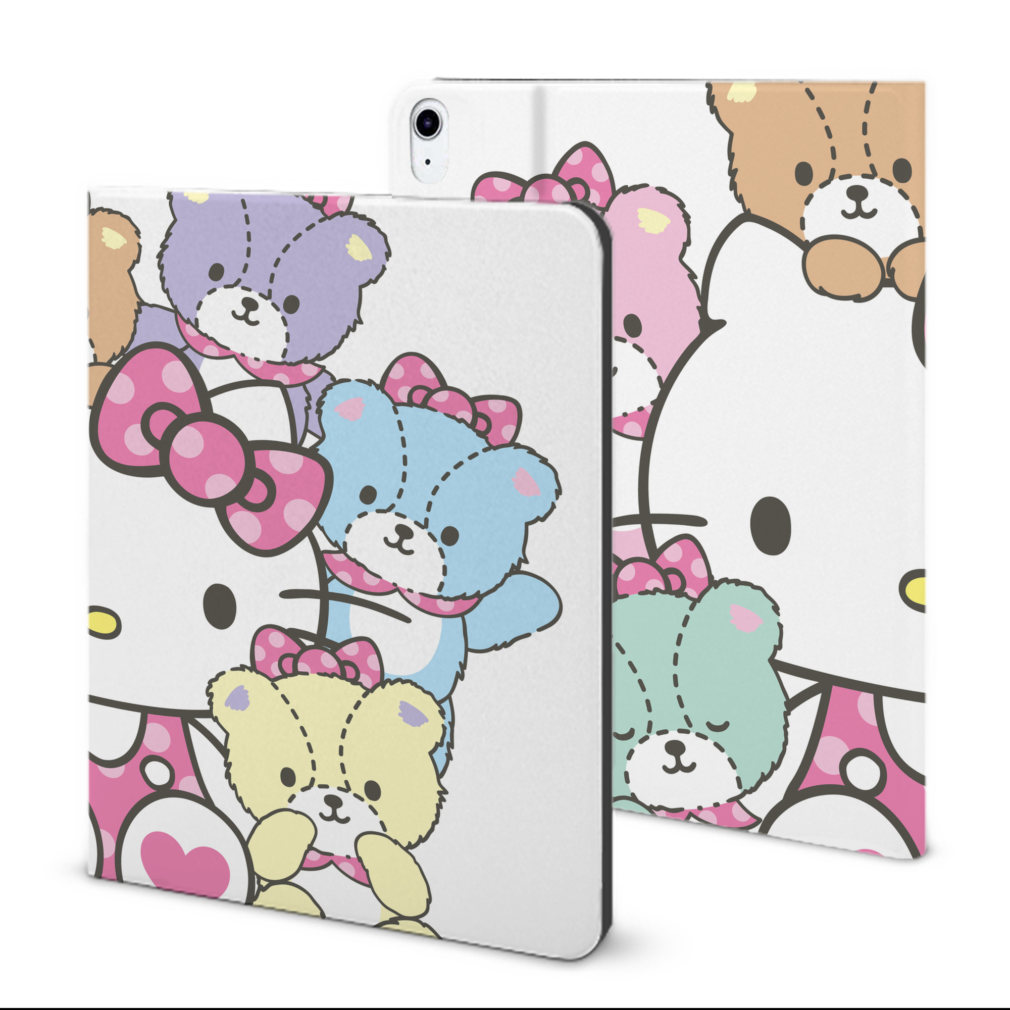 （画像用） Hello Kitty ハローキティ IPad ケース ブック型 PUレザー TPU 耐衝撃 軽量 薄型 ペン収納なし 全面保護 IPad 各モデル対応